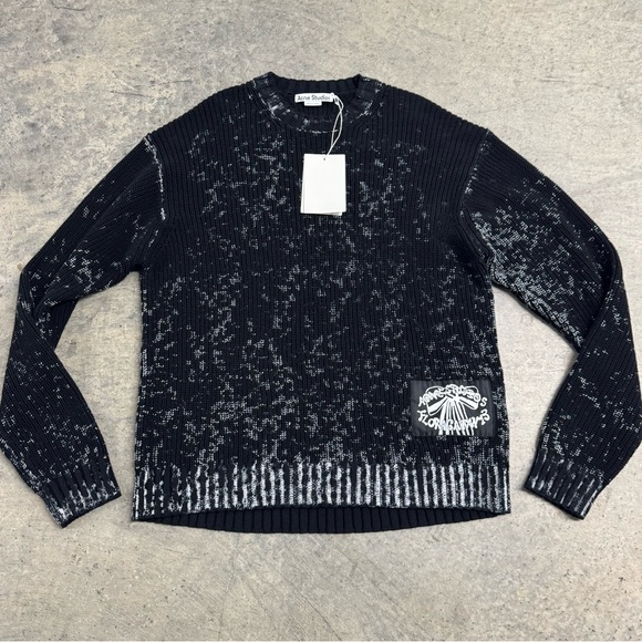 Acne Studios Other - Acne Studios FLORAGATAN 13 Black Acid Wash Sweater Size L Designer Luxury Grunge